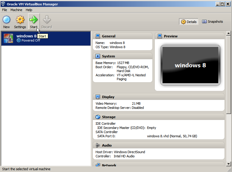 Prvo pokretanje Virtual Machine i priprema za instalaciju Windows 8 na Oracle VirtualBox