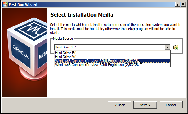 odabir ISO file za instalaciju Windows 8 Consumer Preview